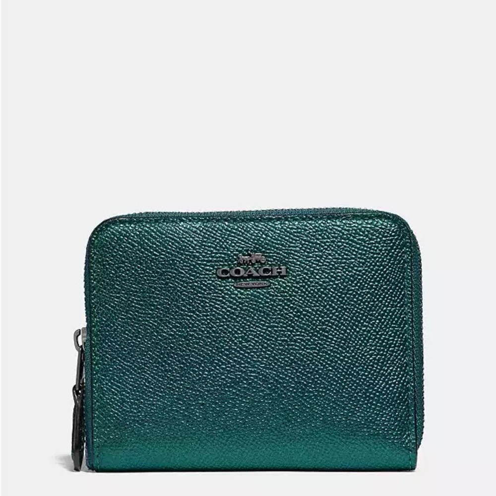 Coach Green Compact Leather Wallet